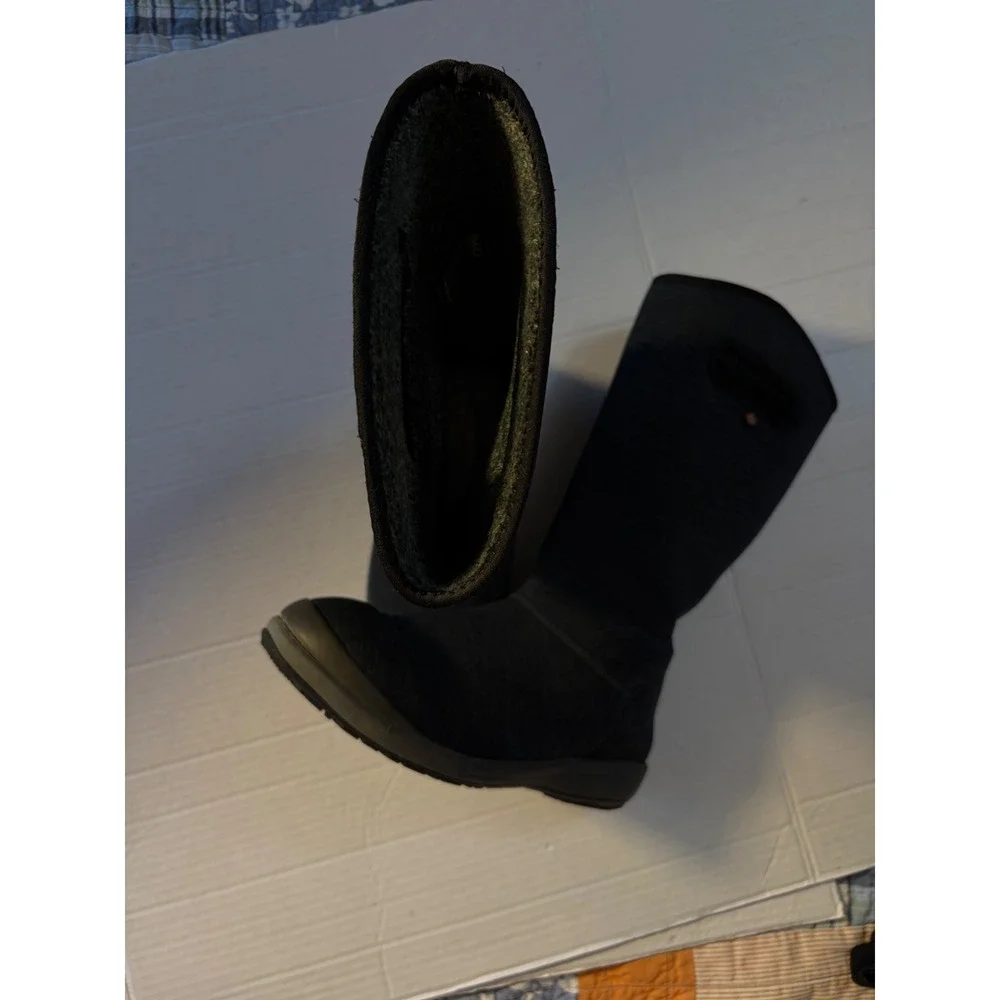 Bogs Charlie Tall Black Melange Waterproof Winter Boots Womens 9 72416-009